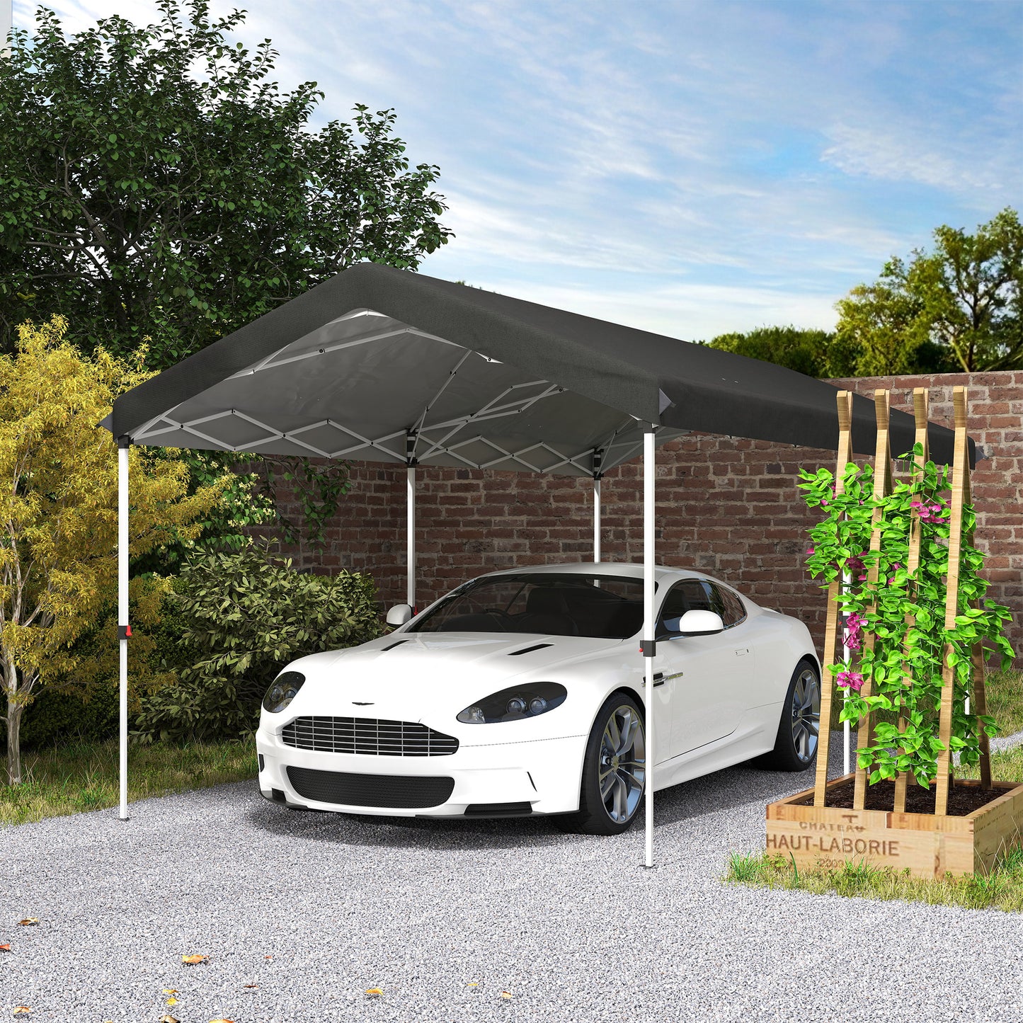 Outsunny Carpa Plegable 6x3 M Con Altura Ajustable Protección Uv50+ Gris Oscuro_3