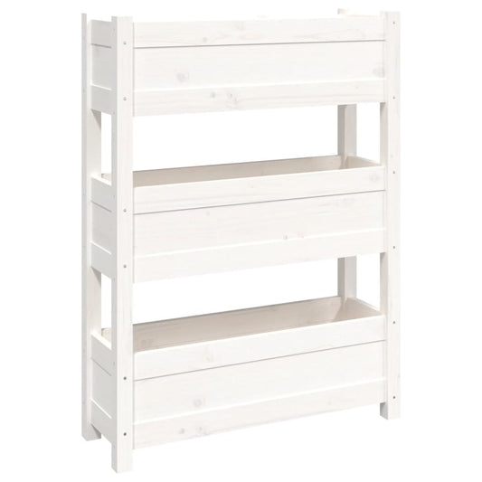 Jardinera De Madera Maciza De Pino Blanco 77x25x104,5 Cm_0