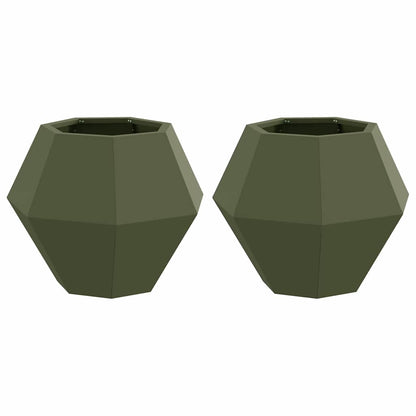 Jardinera 2 Uds. Verde Oliva 50 X 50 X 40 Cm Acero_0