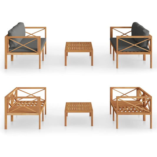 Vidaxl Set De Muebles De Jardín 3 Pzas Con Cojines Madera De Teca_0