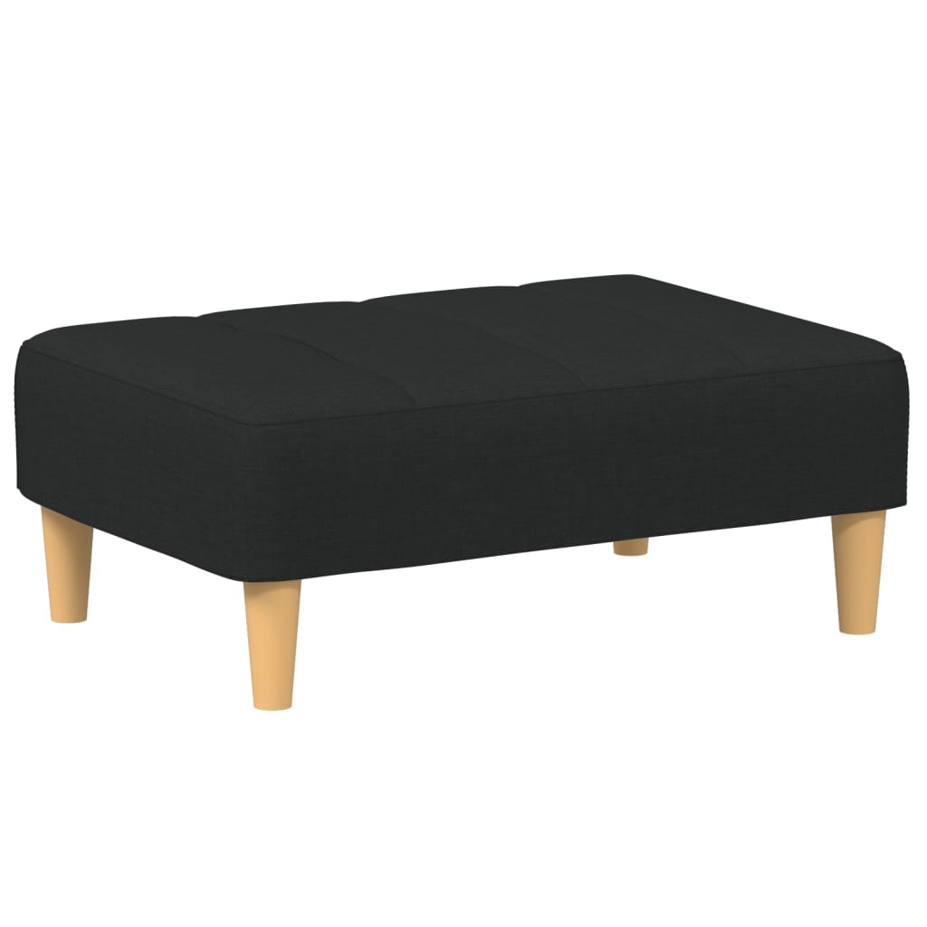 Sofá Cama De 2 Plazas Con Taburete Tela Negro / Vetonek_4