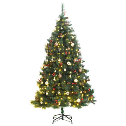 Vidaxl Árbol De Navidad Artificial Con Bisagras 300 Led Y Bolas 180 Cm_0