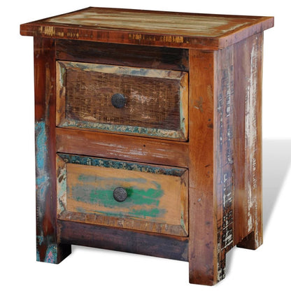 Mesita De Noche Con 2 Cajones Madera Maciza Reciclada_3