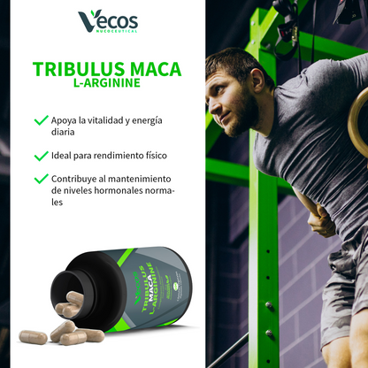 Tribulus + Maca + L-arginina Vecos 100 Cápsulas | Rendimiento, Energía Y Libido Masculina_3