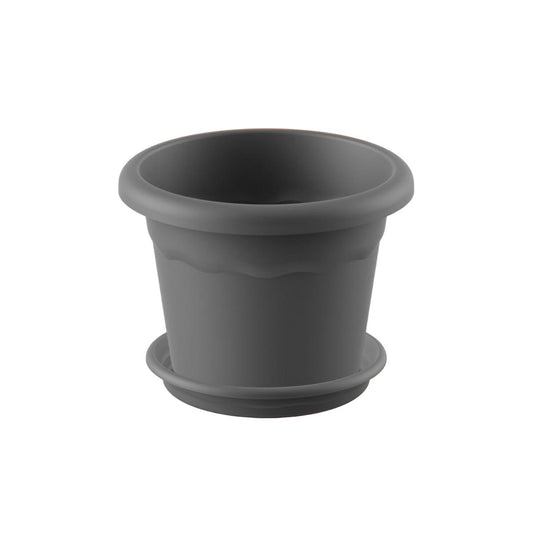 Embalagem de vasos redondos com pires Terra cor antracite, 20 x 15 cm