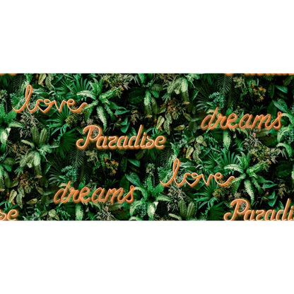 Noordwand Papel Pared Good Vibes Neon Letter With Plants Verde Naranja_2