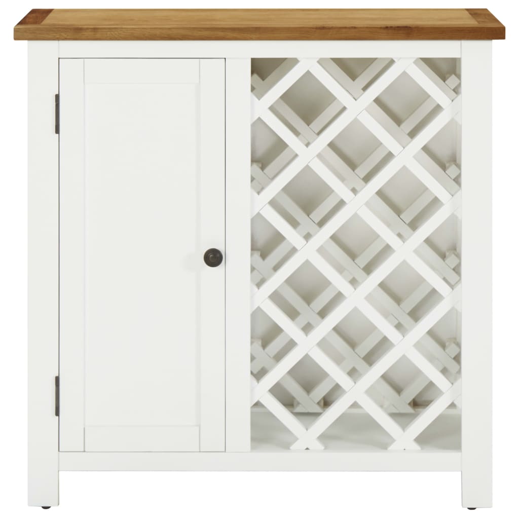 Mueble Botellero De Madera Maciza De Roble 80x32x80 Cm_2
