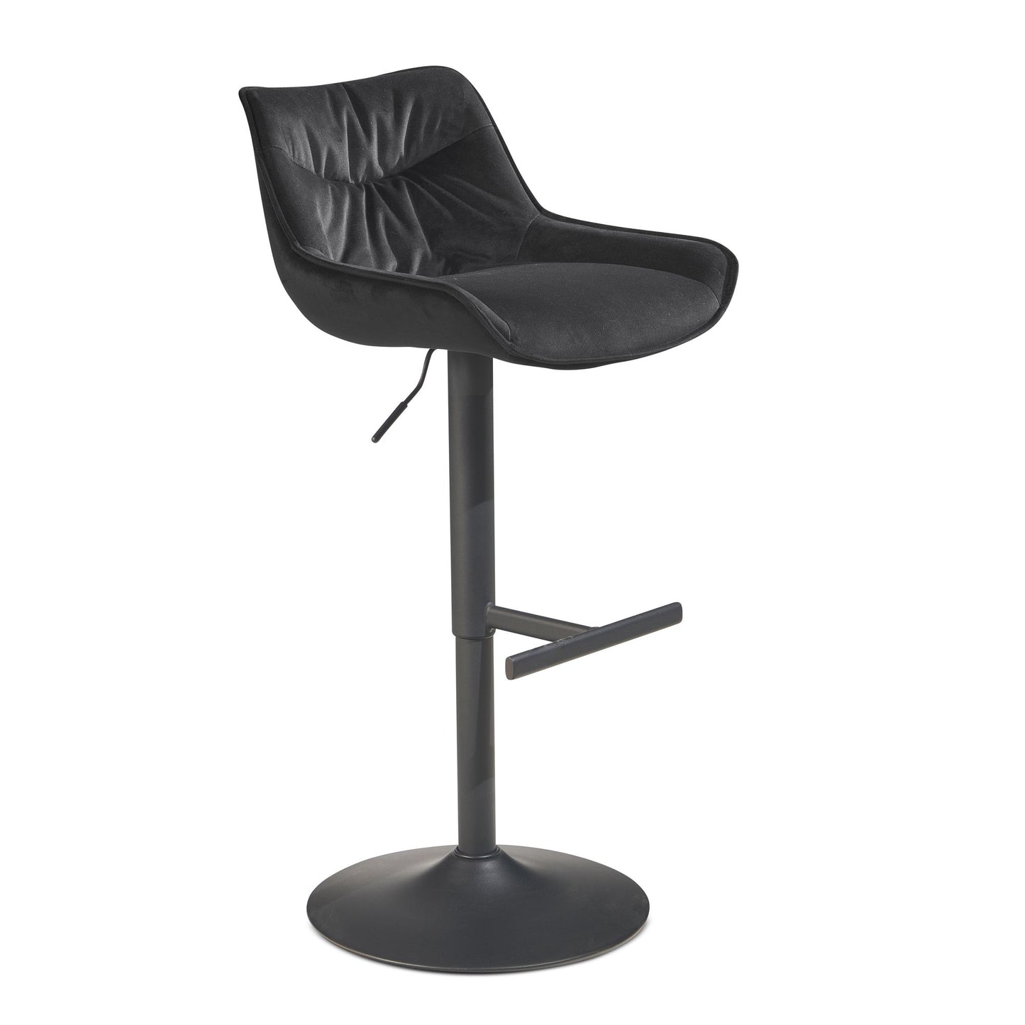 Taburete De Bar Terciopelo Negro Con Respaldo 86 - 106 Cm_0