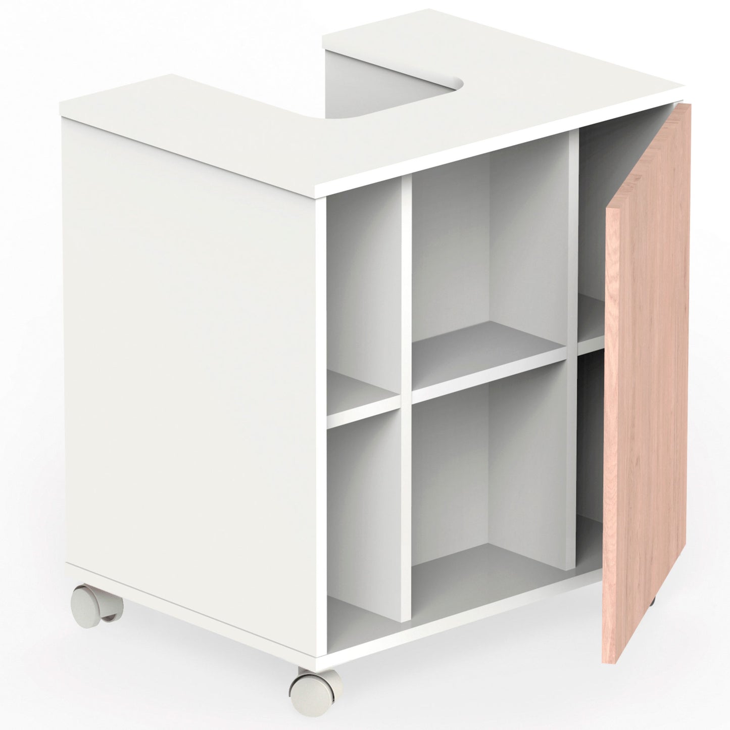 Mueble Baño Bajo Lavabo Pie Armario Auxiliar Para Lavabos Con /sin Pedestal 64x59x45 Almacenaje, Briebe, Esencia, Blanco_2