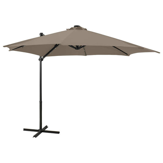 Vidaxl Sombrilla De Jardín Voladiza Con Palo Y Luces Led Taupe 300 Cm_0