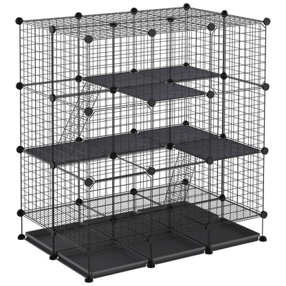 Pawhut Jaula Para Pequeños Animales Diy Con 4 Puertas 6 Bandejas 111x75x119 Cm_0