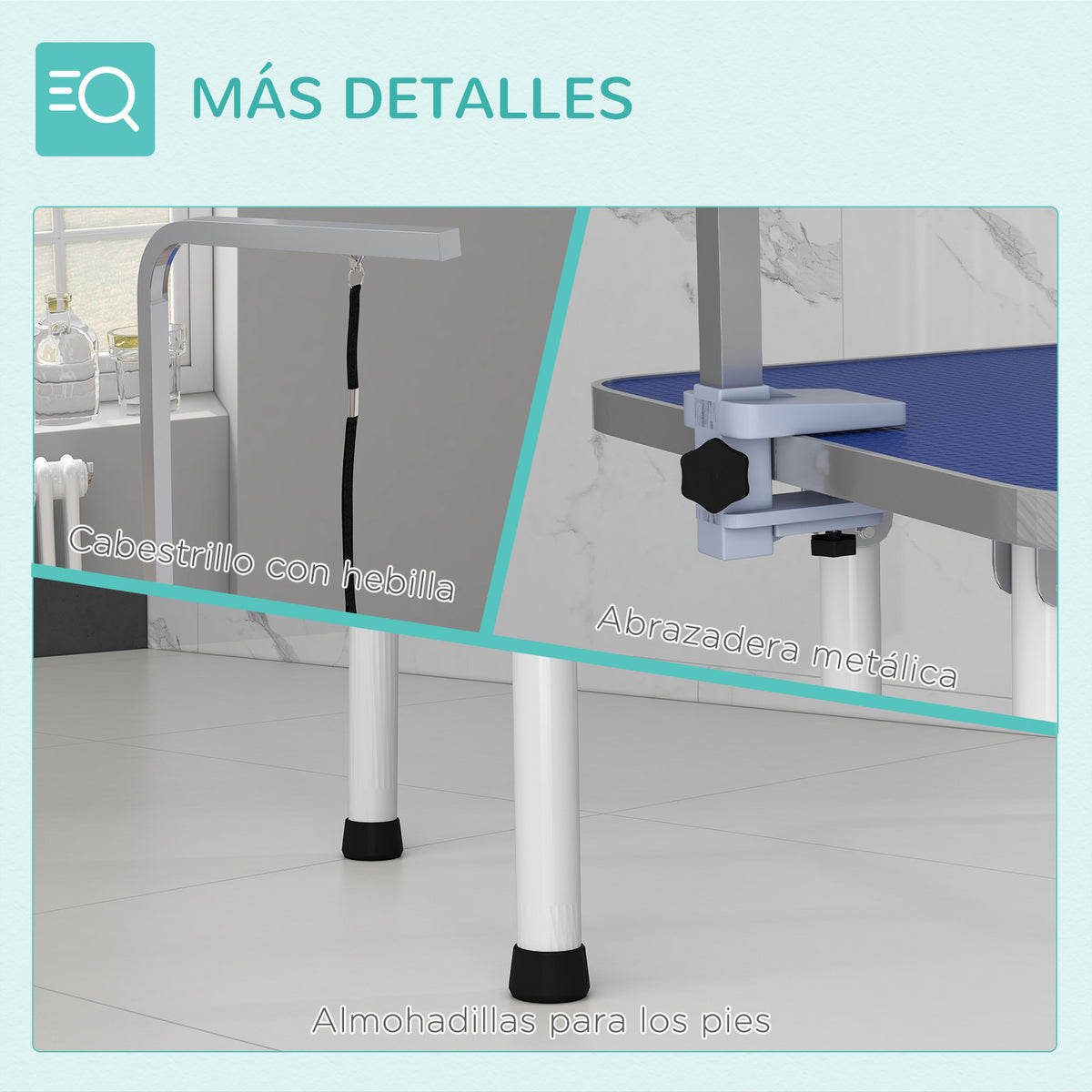 Mesa De Peluquería Pawhut Goma, Metal Azul 81x48.5x80 Cm D01-026v00bu_3