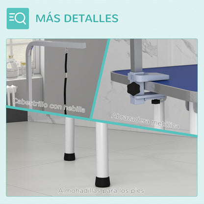 Mesa De Peluquería Pawhut Goma, Metal Azul 81x48.5x80 Cm D01-026v00bu_3
