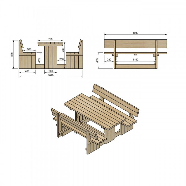 Mesa De Picnic Masgames Canet Mesa Con Respaldo._2