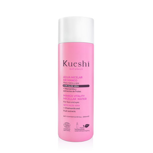 Água micelar de manga com aloé vera, camomila e frutas Kueshi 200 ml