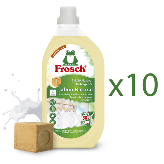 Embalagem de 10 detergentes naturais Frosch 1500 ml