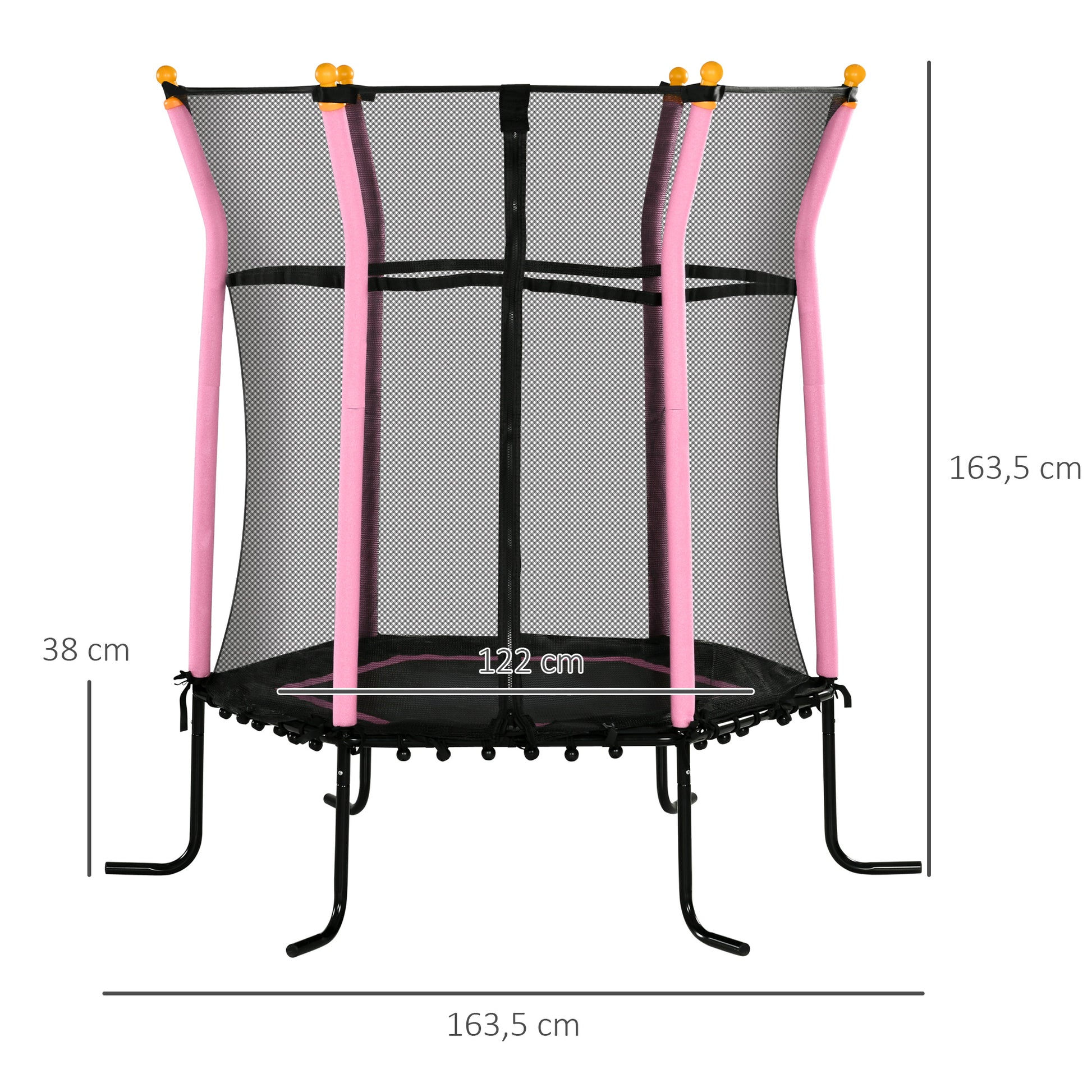 Homcom Trampolín Infantil Con Red De Seguridad Ø163,5x163,5 Cm Rosa_2