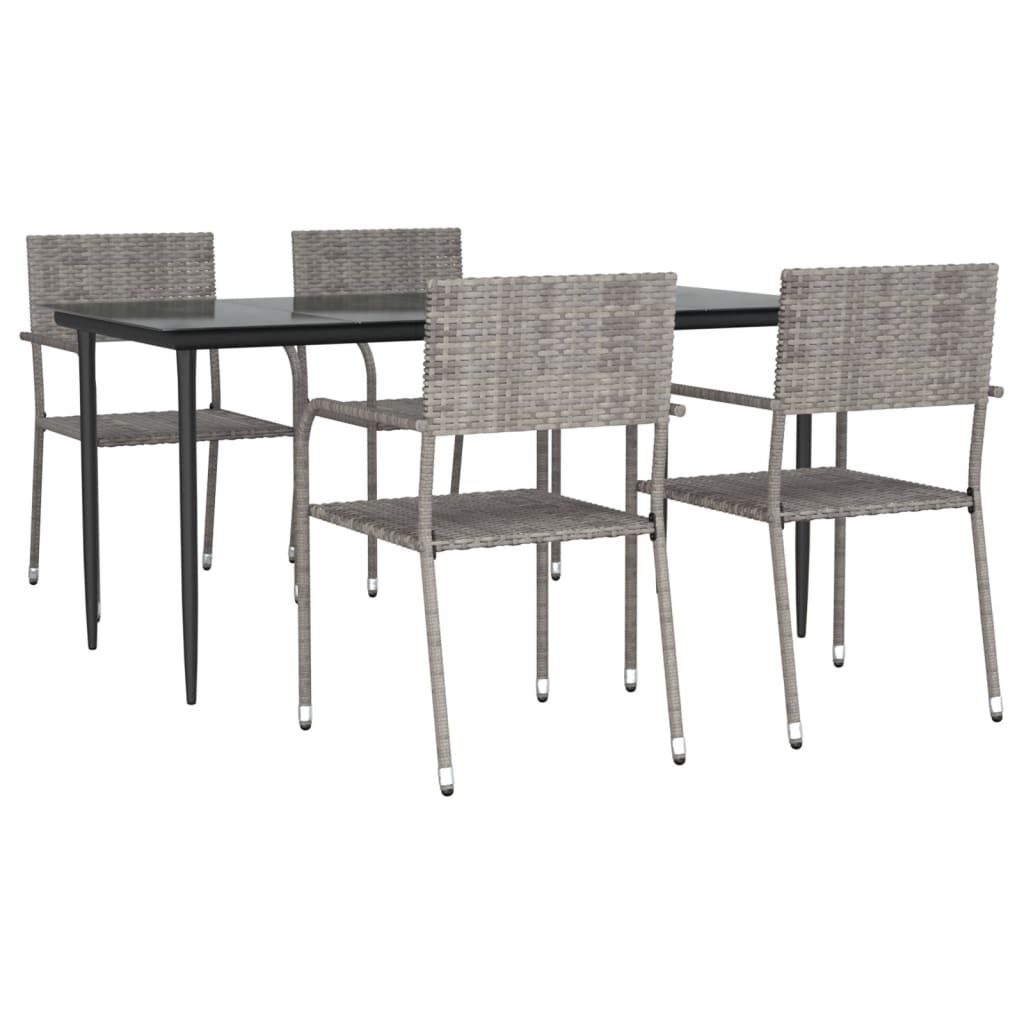 Vidaxl Juego De Comedor Para Jardín 5 Piezas Ratán Sintético Gris_0