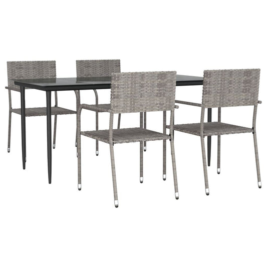 Vidaxl Juego De Comedor Para Jardín 5 Piezas Ratán Sintético Gris_0
