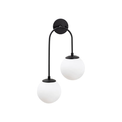 Aplique De Pared Pantalla Blanca, Metal , Negro, 30x24x55, Casquillo 2 X E14 Max 15 W_0