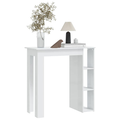 Mesa Bar Con Estante Contrachapada Blanco Brillo 102x50x103,5cm_3