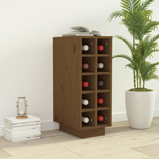 Botellero Madera Maciza De Pino Marrón Miel 23x34x61 Cm_0