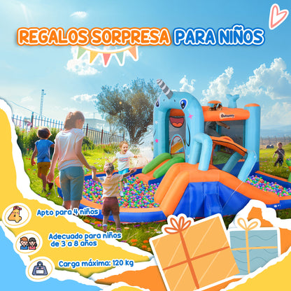 Outsunny Castillo Hinchable Para Niños De 3-8 Años Con Tobogán 420x370x230 Cm_4