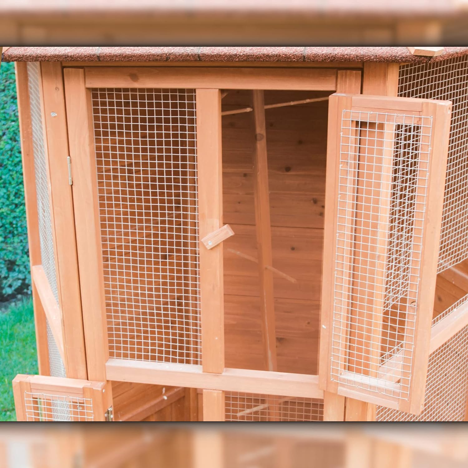 Voladera Para Pájaros De Jardín Exterior (canarios, Periquitos.) - Voladero Hexagonal En Madera_5