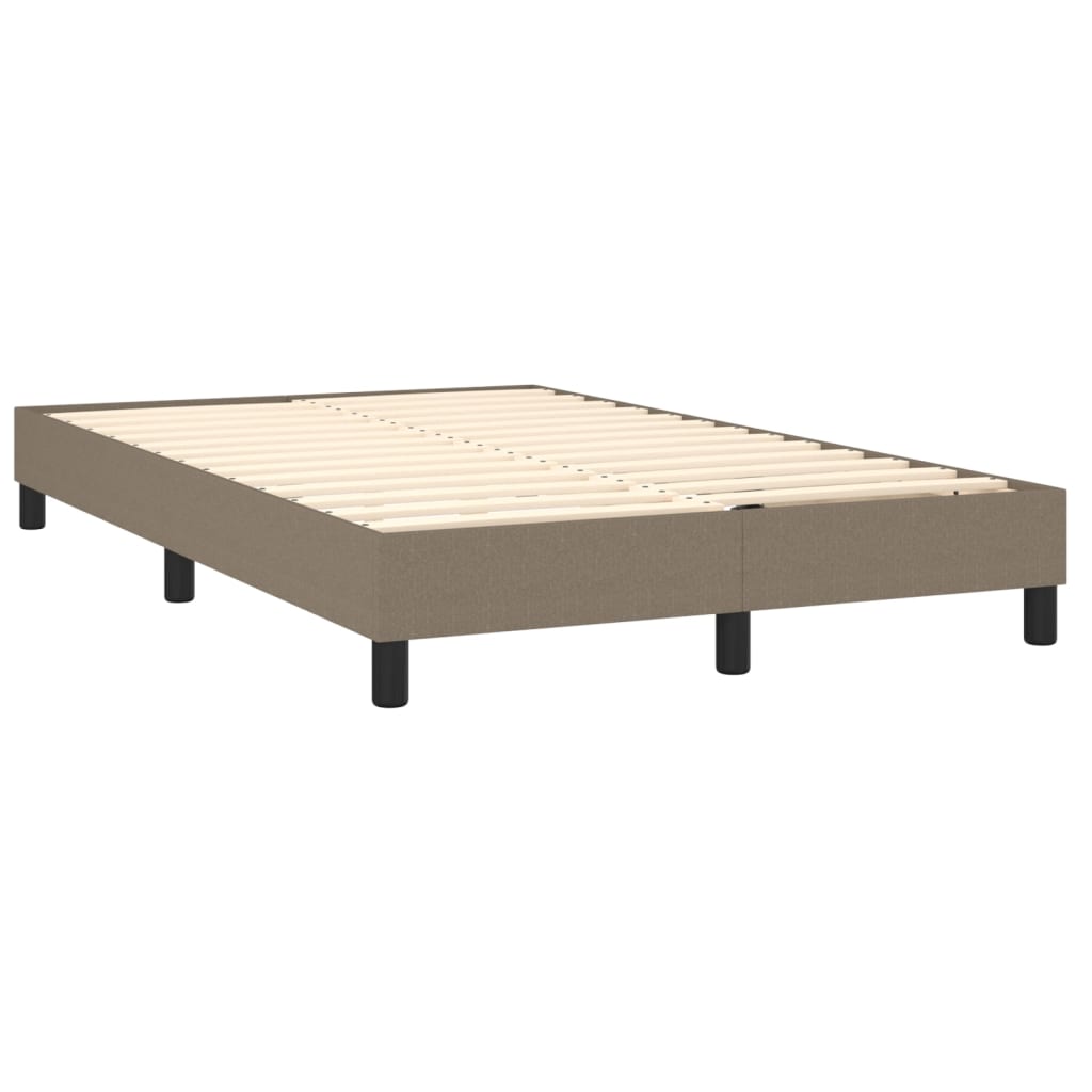 Cama Box Spring Con Colchón Y Led Tela Gris Taupe 120x200 Cm / Vetonek_3