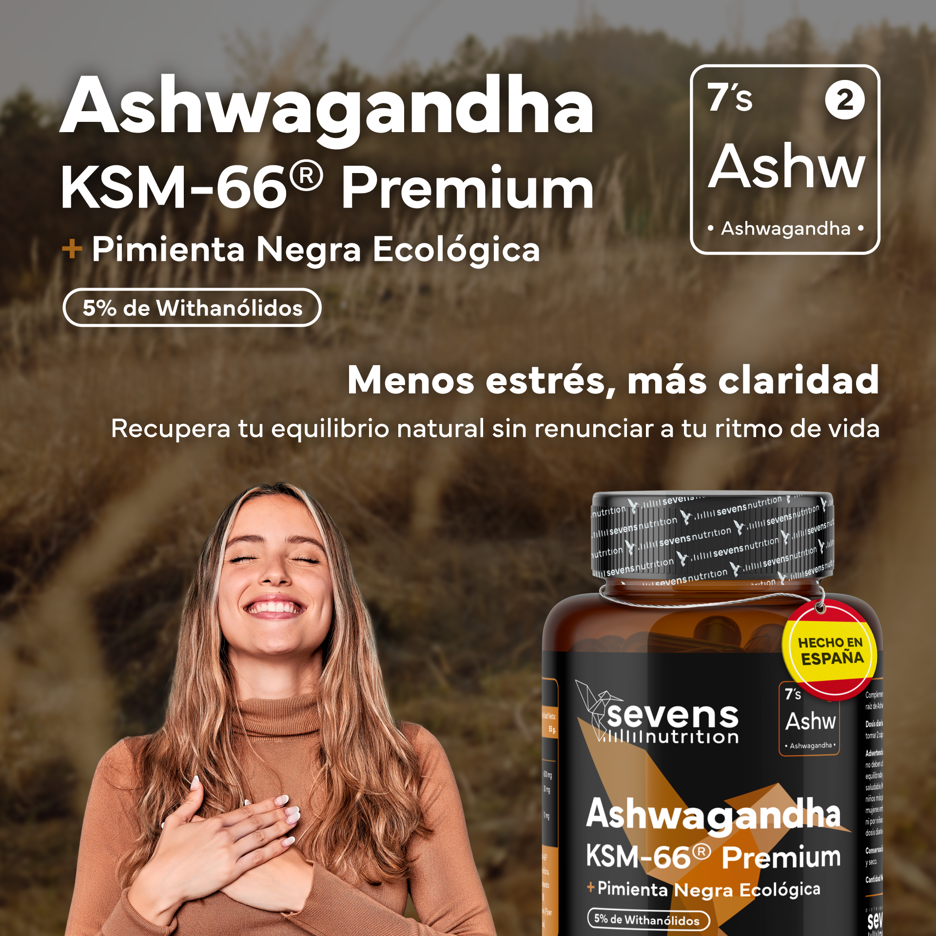 Pack 2x Ashwagandha Ksm-66 Complex Con Pimienta Negra Sevens Nutrition. Bienestar, Energía Y Concentración_1
