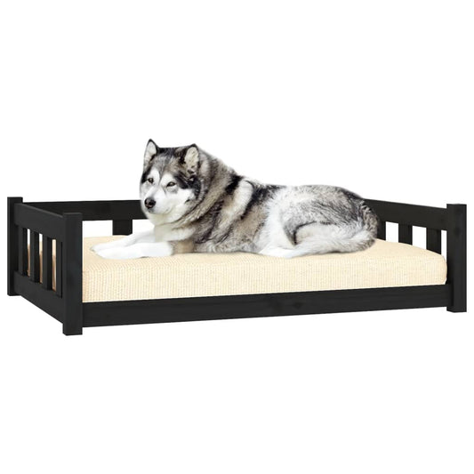 Cama Para Perros Madera Maciza De Pino Negro 105,5x75,5x28 Cm / Vetonek_0