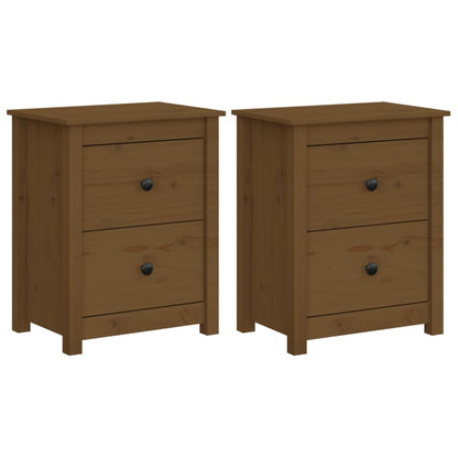 Mesitas De Noche 2 Uds Madera De Pino Marrón Miel 50x35x61,5 Cm_0