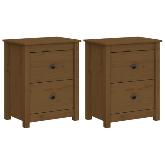 Mesitas De Noche 2 Uds Madera De Pino Marrón Miel 50x35x61,5 Cm_0