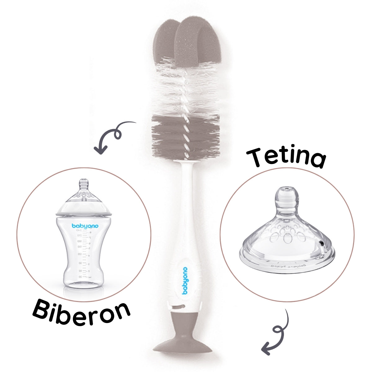 Cepillo Limpia Biberones Botellas Y Tetinas Con Ventosa Grey_1