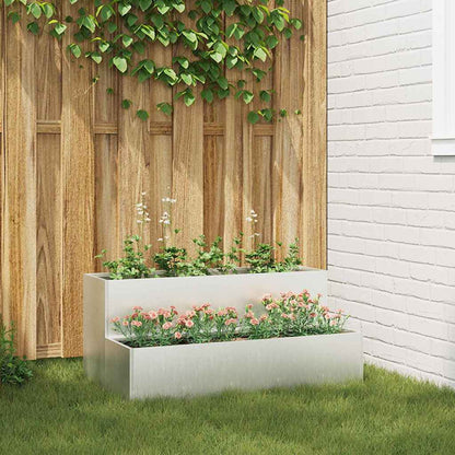 Macetero De Jardín Plateado 100 X 60 X 45 Cm Acero Inoxidable_1