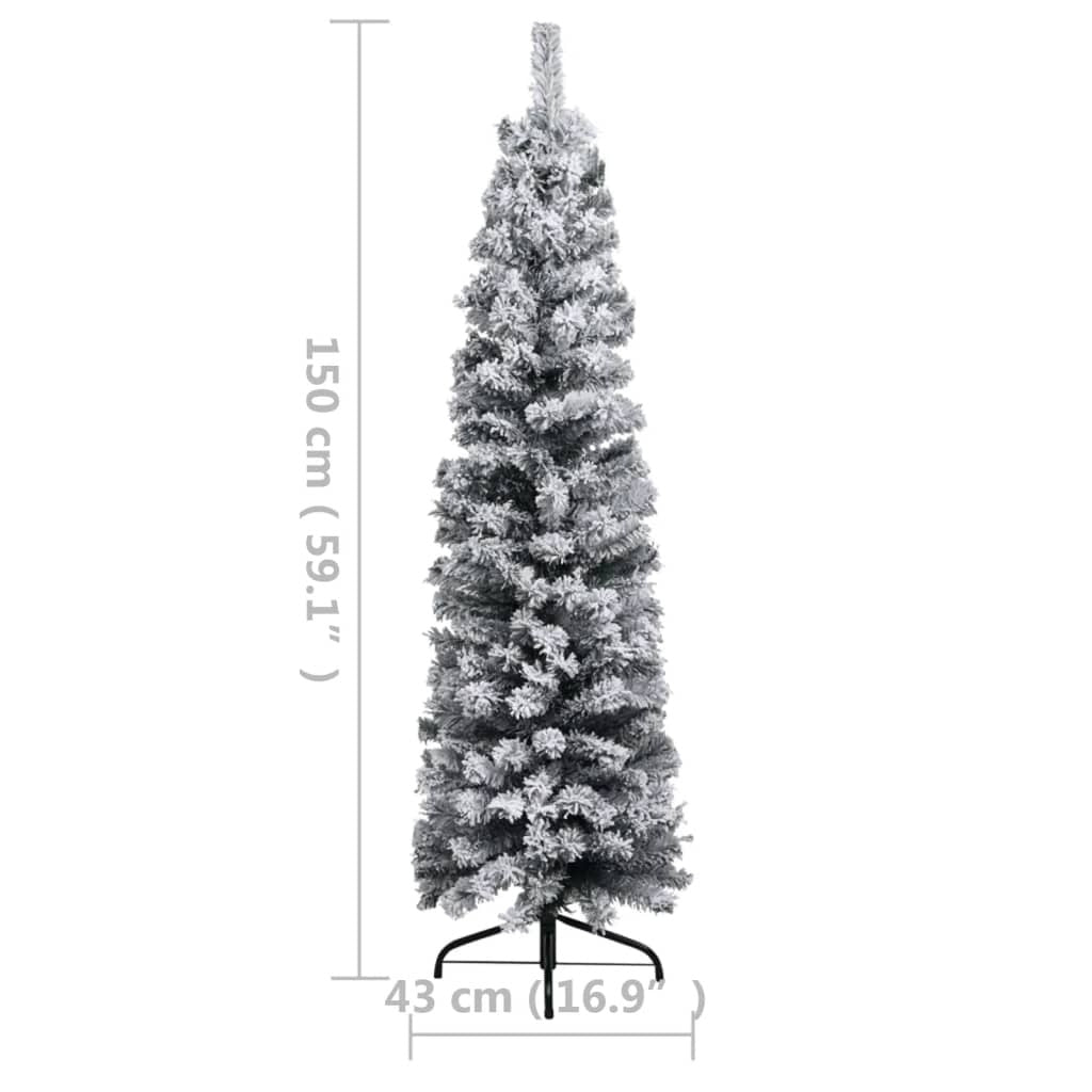 Vidaxl Árbol De Navidad Delgado Con Nieve Pvc Verde 150 Cm_2