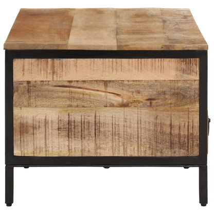 Mesa De Centro De Madera Maciza De Mango Rugosa 90x50x30 Cm_2
