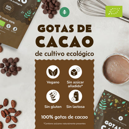Pepitas de Chocolate 100% Cacau Biológico da Planeta Huerto 200 g
