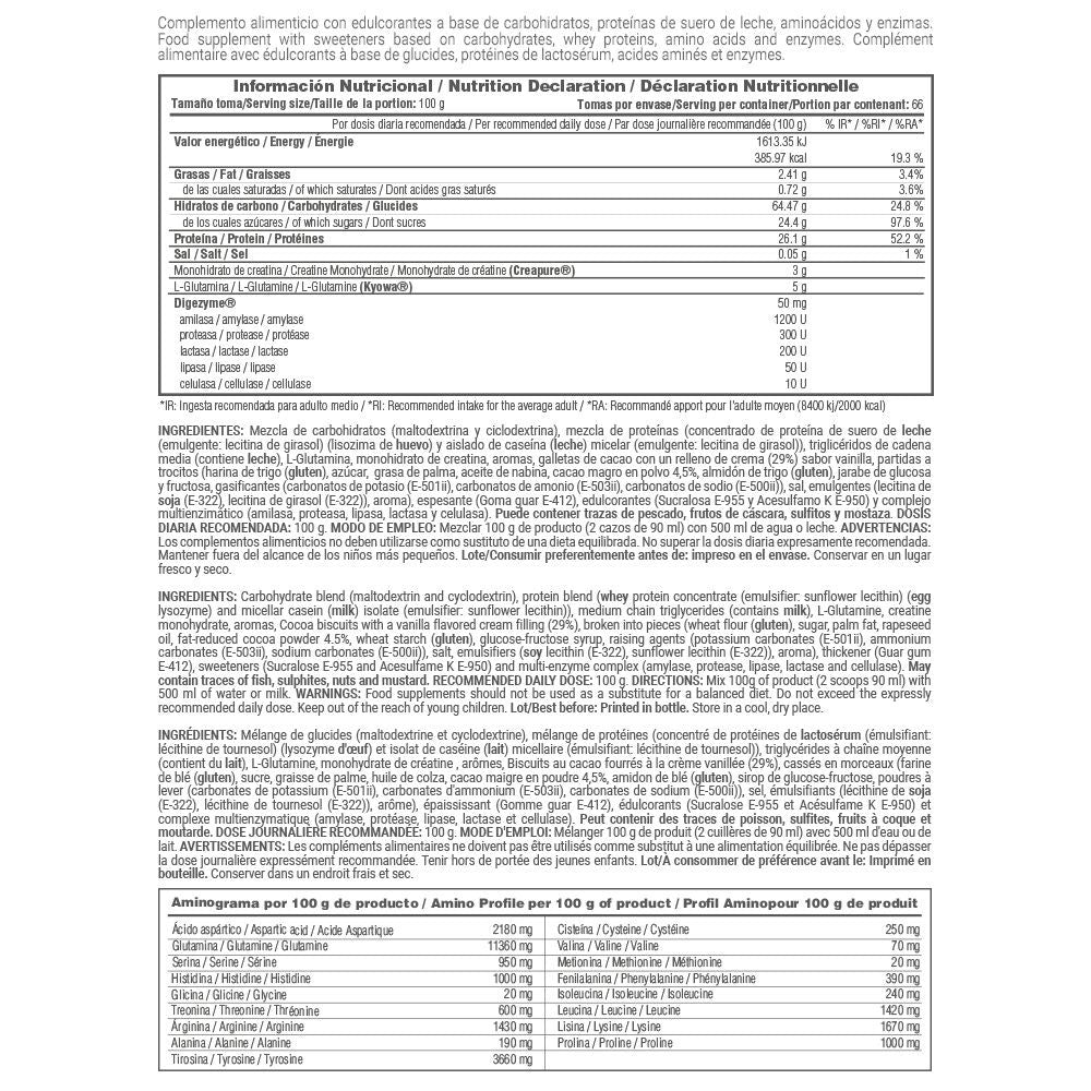Gainer Mass Formula - 3 Kg - Black Cookies - Aumenta La Masa Muscular - Masmusculo_4