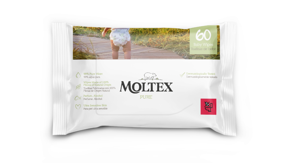 Toalhitas Húmidas Moltex Pure &amp; Nature 60 Unidades