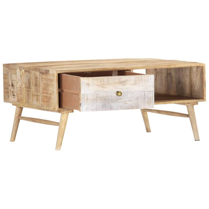 Mesa De Centro De Madera Maciza De Mango 88x60x40 Cm_1