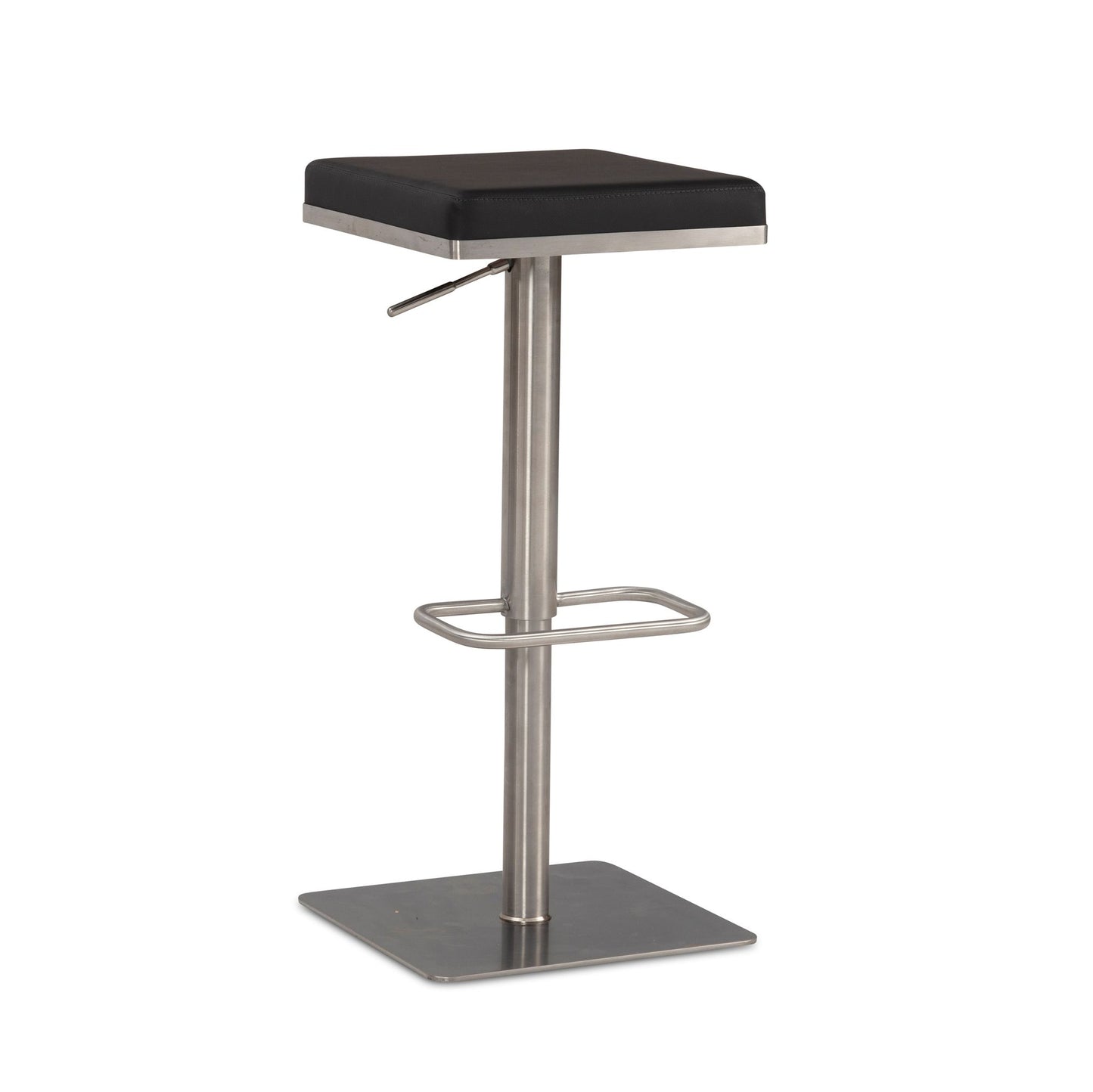 Taburete De Bar Negro De Piel Sintética De Acero Inoxidable_0
