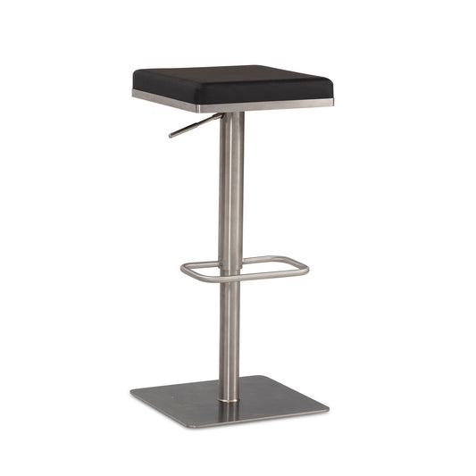 Taburete De Bar Negro De Piel Sintética De Acero Inoxidable_0