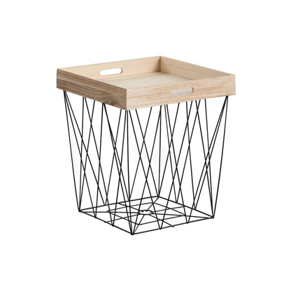 Mesita Auxiliar Cuadrada Tray Beige/negro 44,5x37,5x37,5cm Thinia Home_0