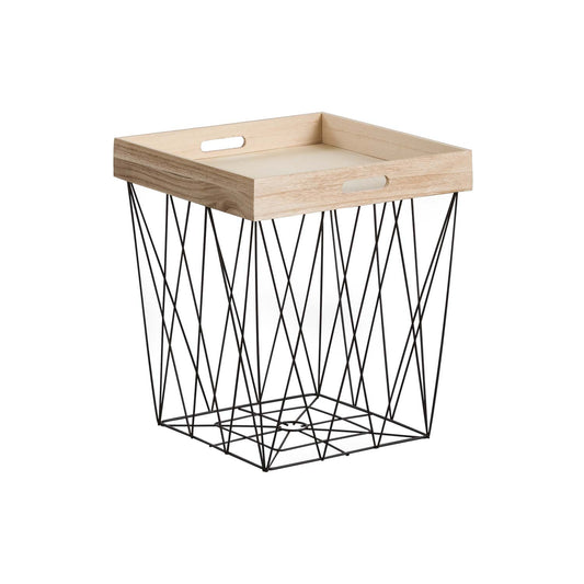 Mesita Auxiliar Cuadrada Tray Beige/negro 44,5x37,5x37,5cm Thinia Home_0