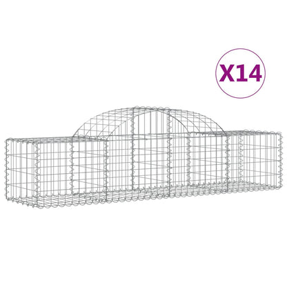 Cestas De Gaviones 14 Uds Forma De Arco Hierro 200x50x40/60 Cm_0