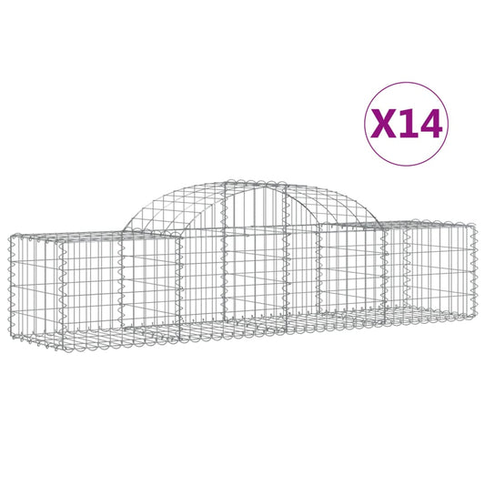 Cestas De Gaviones 14 Uds Forma De Arco Hierro 200x50x40/60 Cm_0