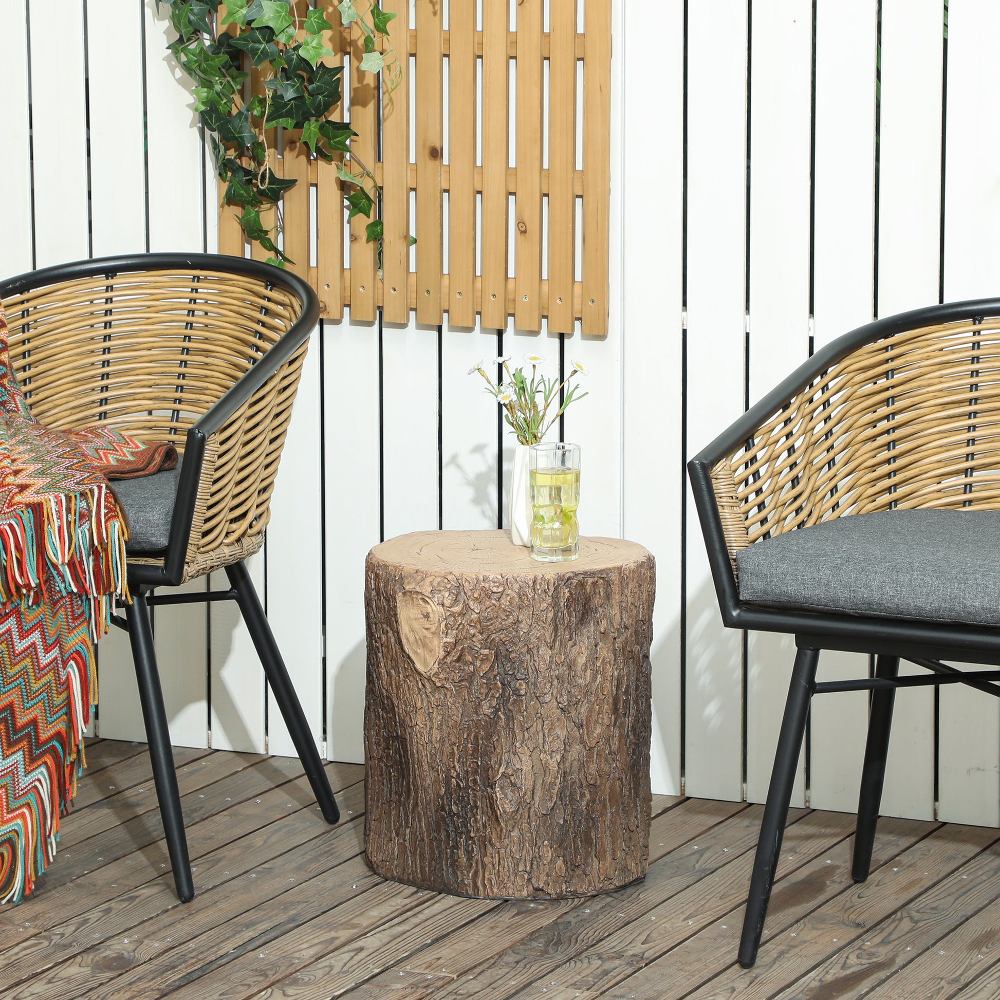 Outsunny Tronco Decorativo Multifucional Ø38x42cm Para Jardín Terraza O Interior_1