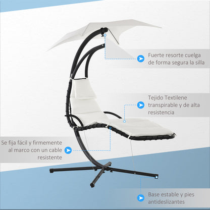 Outsunny Silla Colgante Con Soporte Toldo 190x110x190 Cm Crema_5