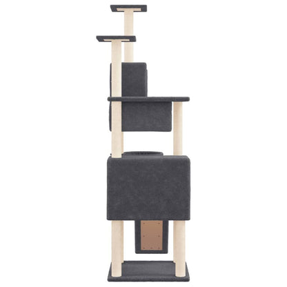 Vidaxl Rascador Para Gatos Con Postes De Sisal Gris Oscuro 168 Cm_3